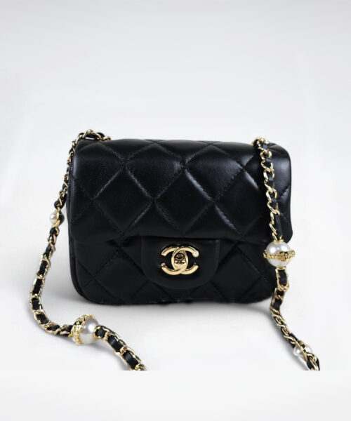 [REP 1:1] Chanel Mini Love Flap Bag 24B pearl square Black luxury Bag For Women, Women’s Bags 18cm