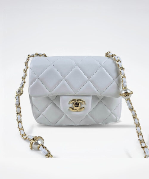 [REP 1:1] Chanel Mini Love Flap Bag 24B pearl square White luxury Bag For Women, Women’s Bags 18cm