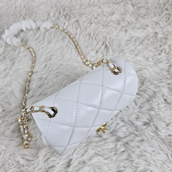 [REP 1:1] Chanel Mini Love Flap Bag 24B pearl square White luxury Bag For Women, Women’s Bags 18cm