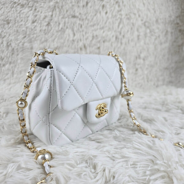 [REP 1:1] Chanel Mini Love Flap Bag 24B pearl square White luxury Bag For Women, Women’s Bags 18cm