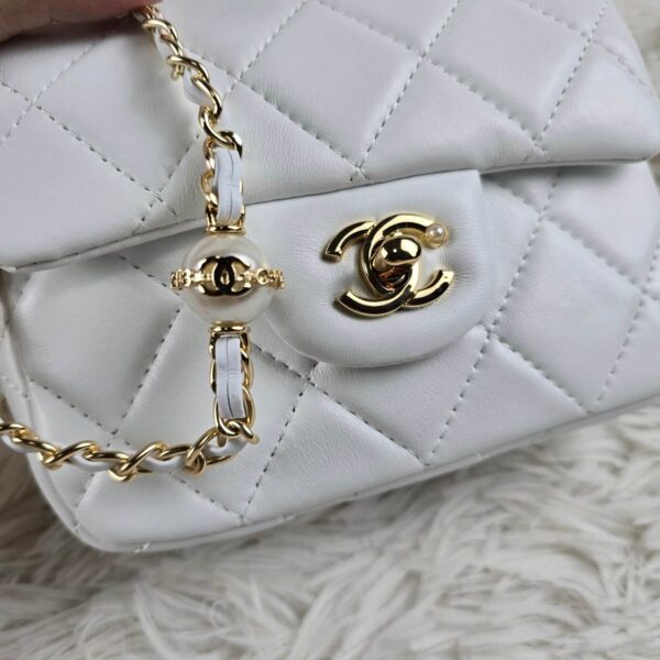 [REP 1:1] Chanel Mini Love Flap Bag 24B pearl square White luxury Bag For Women, Women’s Bags 18cm