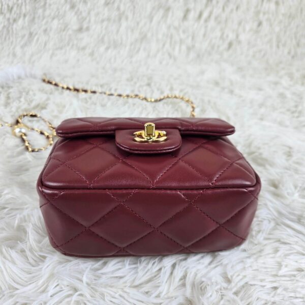 [REP 1:1] Chanel Mini Love Flap Bag 24B pearl square Red luxury Bag For Women, Women’s Bags 18cm