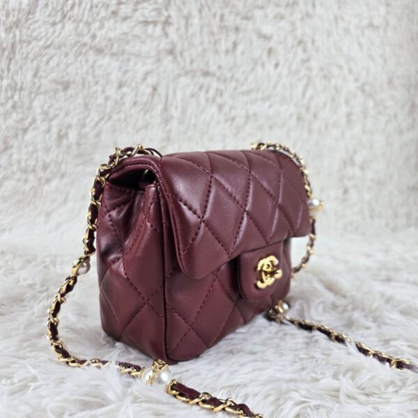 [REP 1:1] Chanel Mini Love Flap Bag 24B pearl square Red luxury Bag For Women, Women’s Bags 18cm