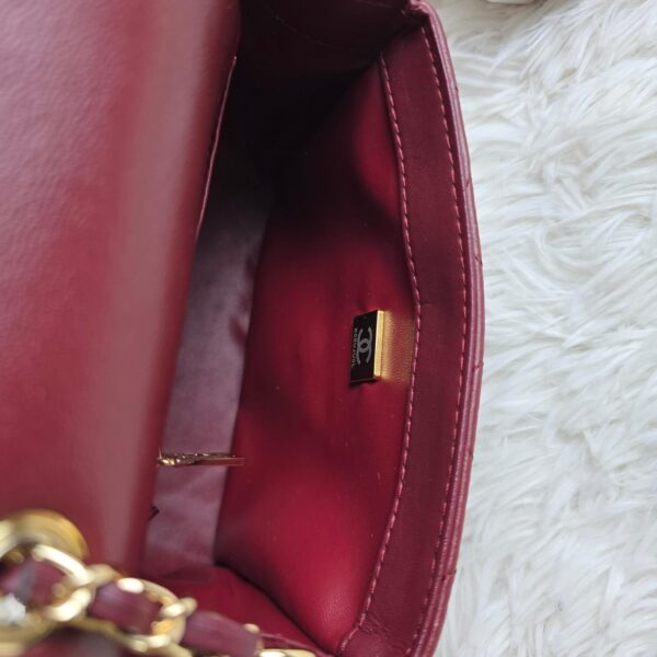 [REP 1:1] Chanel Mini Love Flap Bag 24B pearl square Red luxury Bag For Women, Women’s Bags 18cm