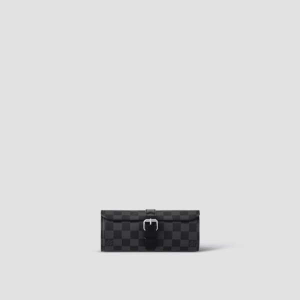 1:1 Replica Louis Vuitton LV 3 Watch Case Damier Graphite Canvas Unique Bag For Men N41137 - 7.9in/20cm