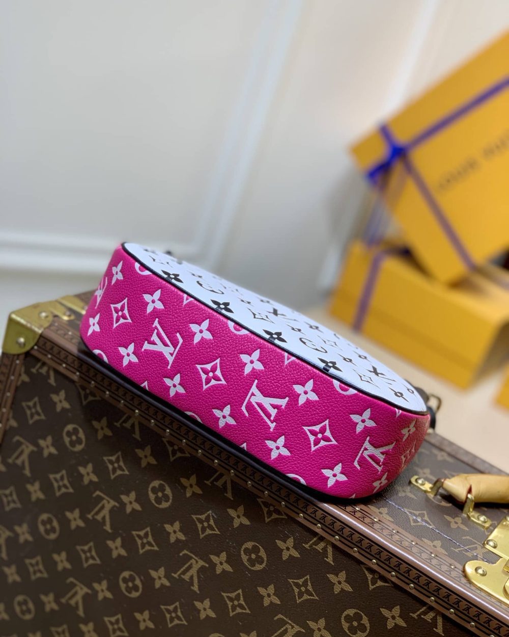 1:1 Replica Louis Vuitton LV Bagatelle Bicolor Monogram Empreinte Leather Luxury Bag For Women M46091 - 22cm/8.7in