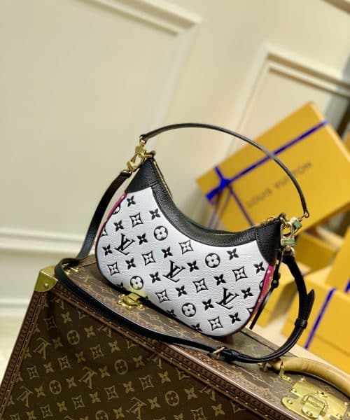 1:1 Replica Louis Vuitton LV Bagatelle Bicolor Monogram Empreinte Leather Luxury Bag For Women M46091 - 22cm/8.7in