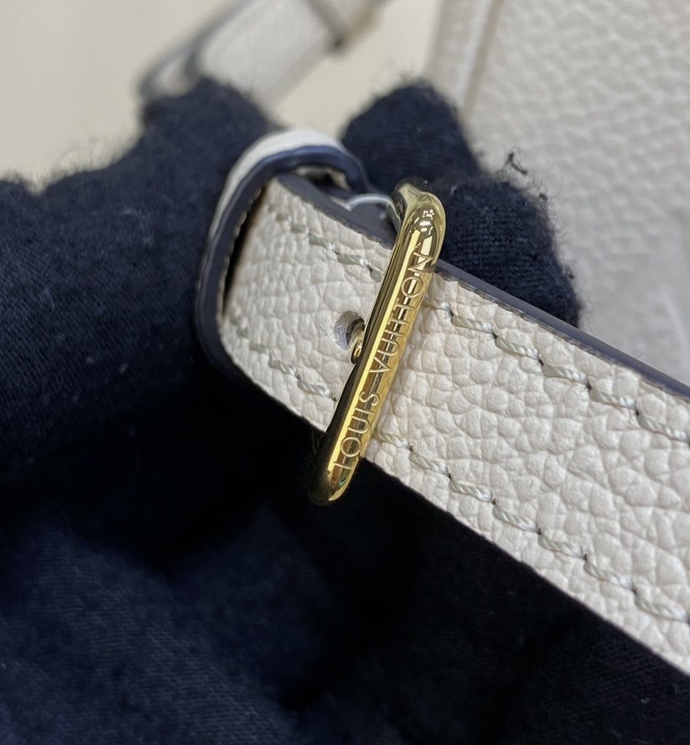 1:1 Replica Louis Vuitton LV Bagatelle Monogram Empreinte Creme Beige Luxury Bag For Women M46099 - 22cm