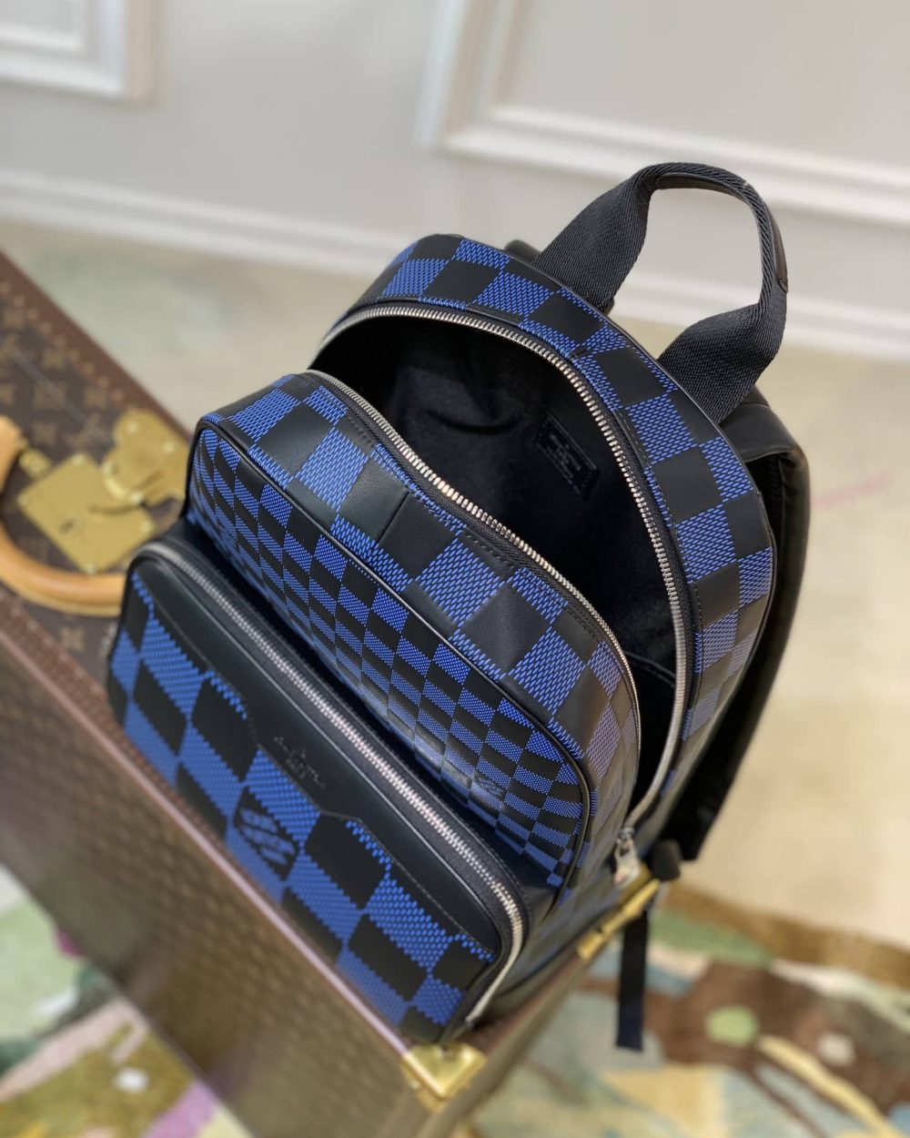 1:1 Replica Louis Vuitton LV Campus Backpack Damier Infini 3D Navy Blue / Black Unique For Men N50021 - 39cm
