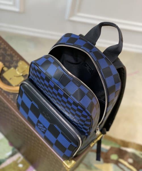 1:1 Replica Louis Vuitton LV Campus Backpack Damier Infini 3D Navy Blue / Black Unique For Men N50021 - 39cm