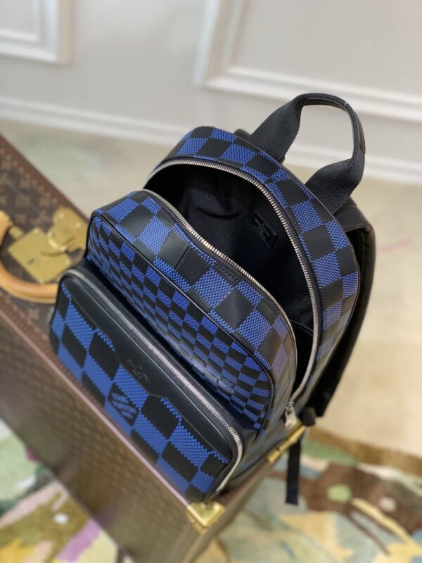 1:1 Replica Louis Vuitton LV Campus Backpack Damier Infini 3D Navy Blue / Black Unique For Men N50021 - 39cm