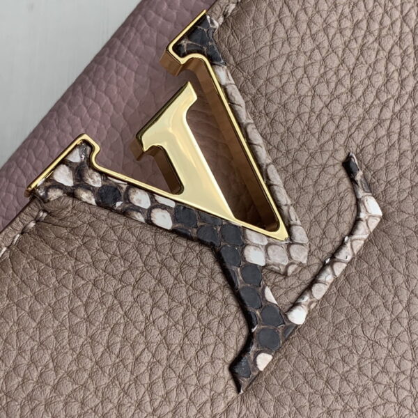 1:1 Replica Louis Vuitton LV Capucines BB Taurillon And Python Taupe Brown/Eau De Rose Pink Luxury Bag For Women M57539 - 10.4in/27cm