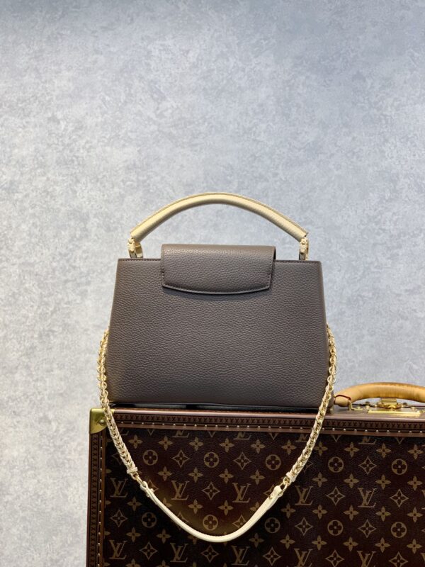 1:1 Replica Louis Vuitton LV Capucines BB Taurillon Smokey Brown Green/ Creme/ Pink Luxury Bag For Women M59516 - 27cm/10.6in