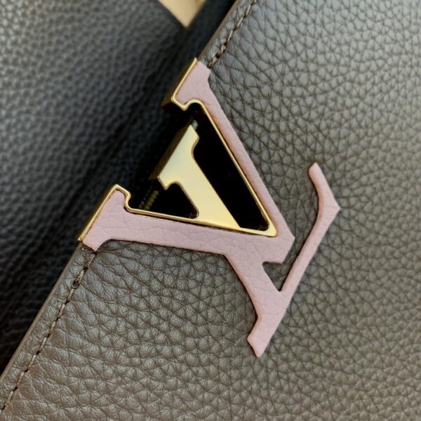 1:1 Replica Louis Vuitton LV Capucines BB Taurillon Smokey Brown Green/ Creme/ Pink Luxury Bag For Women M59516 - 27cm/10.6in