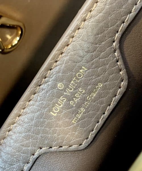 1:1 Replica Louis Vuitton LV Capucines BB Taurillon Smokey Brown Green/ Creme/ Pink Luxury Bag For Women M59516 - 27cm/10.6in