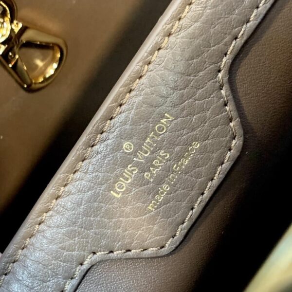 1:1 Replica Louis Vuitton LV Capucines BB Taurillon Smokey Brown Green/ Creme/ Pink Luxury Bag For Women M59516 - 27cm/10.6in