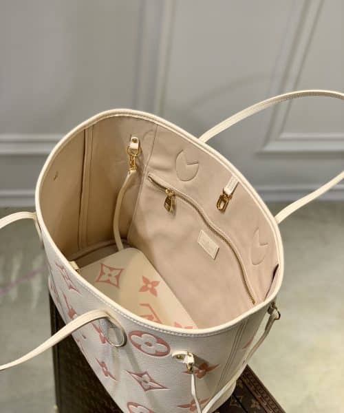 1:1 Replica Louis Vuitton LV Neverfull MM Monogram Empreinte Leather Creme Luxury Bag For Women M21579 - 31cm/ 12.2in