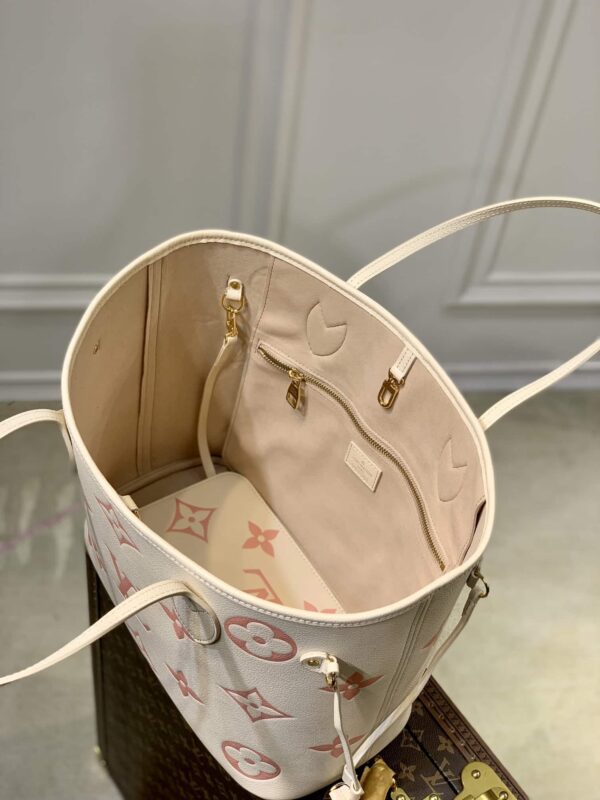 1:1 Replica Louis Vuitton LV Neverfull MM Monogram Empreinte Leather Creme Luxury Bag For Women M21579 - 31cm/ 12.2in
