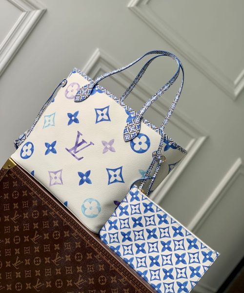 1:1 Replica Louis Vuitton LV Neverfull MM Other Monogram Canvas Blue Luxury Bag For Women M22979 - 12.2in/ 31cm
