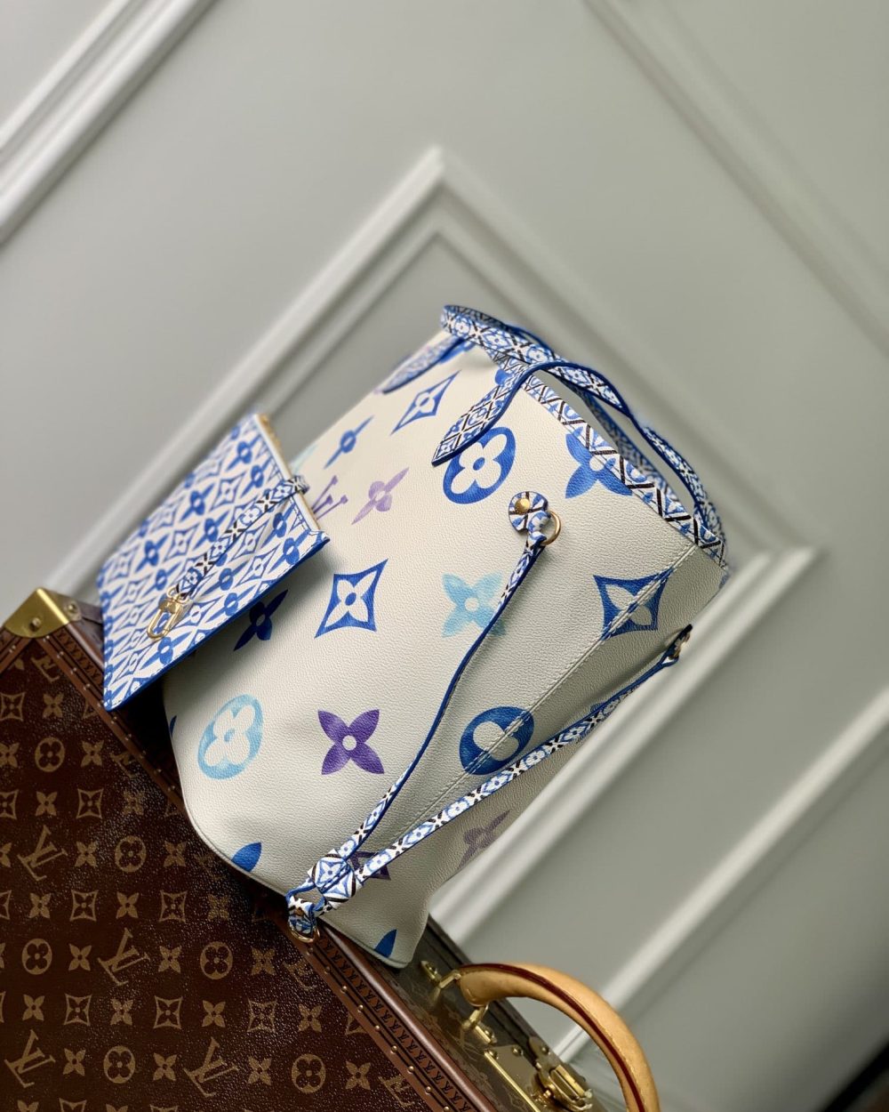1:1 Replica Louis Vuitton LV Neverfull MM Other Monogram Canvas Blue Luxury Bag For Women M22979 - 12.2in/ 31cm