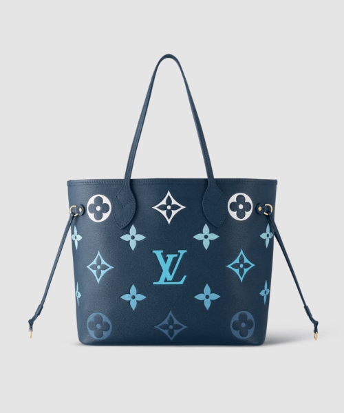 1:1 Replica Louis Vuitton LV Neverfull MM Monogram Empreinte Gradient Blue Luxury Women Bag M46514 - 30.9cm/ 12.2in