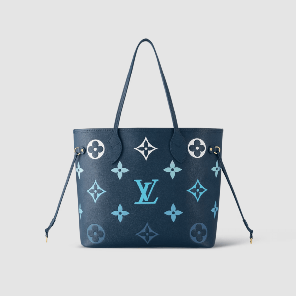 1:1 Replica Louis Vuitton LV Neverfull MM Monogram Empreinte Gradient Blue Luxury Women Bag M46514 - 30.9cm/ 12.2in