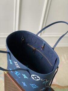 1:1 Replica Louis Vuitton LV Neverfull MM Monogram Empreinte Gradient Blue Luxury Women Bag M46514 - 30.9cm/ 12.2in