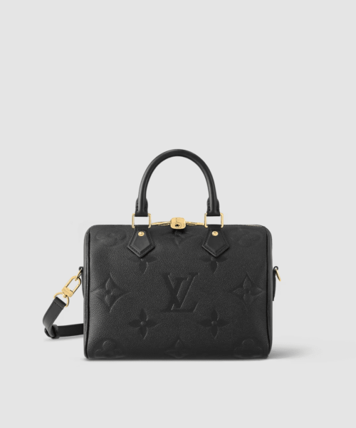 1:1 Replica Louis Vuitton LV Speedy Bandoulière 25 Monogram Empreinte Leather Black Luxury Bag For Women‎ M58951 - 9.8in/ 25cm