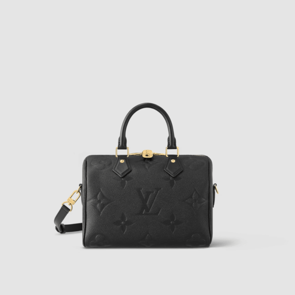 1:1 Replica Louis Vuitton LV Speedy Bandoulière 25 Monogram Empreinte Leather Black Luxury Bag For Women‎ M58951 - 9.8in/ 25cm