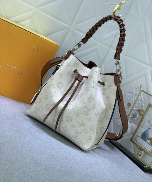 1:1 Replica Louis Vuitton LV Muria Bucket Monogram Motif White Luxury Bag For Women M55801 - 9.8in/25cm