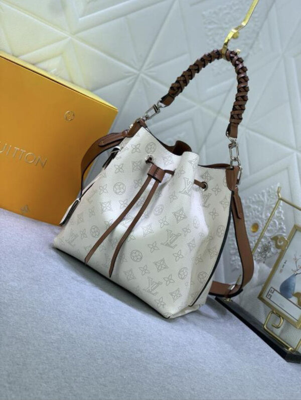 1:1 Replica Louis Vuitton LV Muria Bucket Monogram Motif White Luxury Bag For Women M55801 - 9.8in/25cm