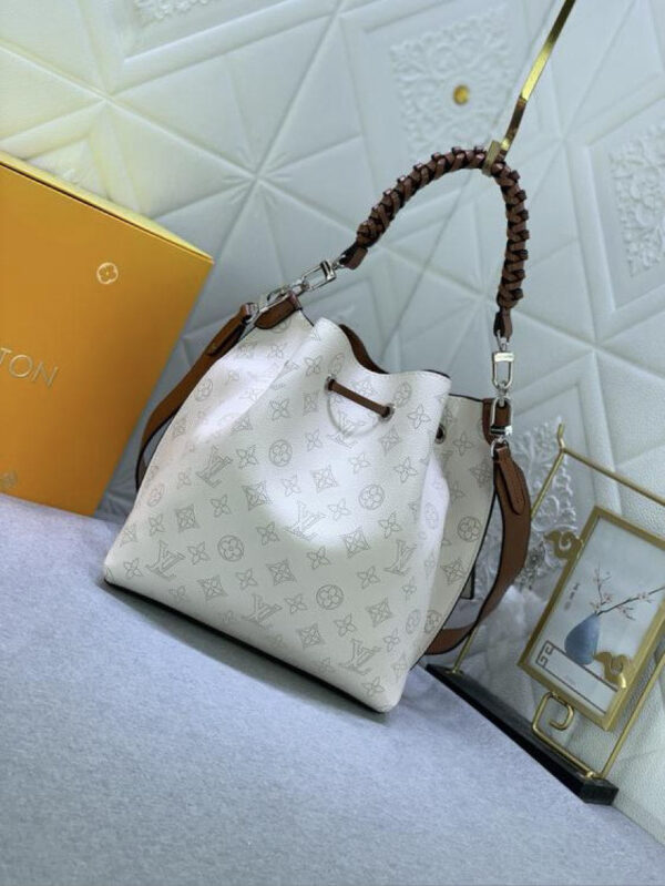 1:1 Replica Louis Vuitton LV Muria Bucket Monogram Motif White Luxury Bag For Women M55801 - 9.8in/25cm