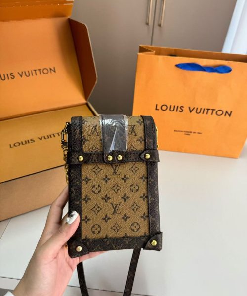 1:1 Replica Louis Vuitton LV Pochette Trunk Verticale Monogram Reverse With Monogram Canvas Luxury Bag For Women M67873 - 6.9in/18cm