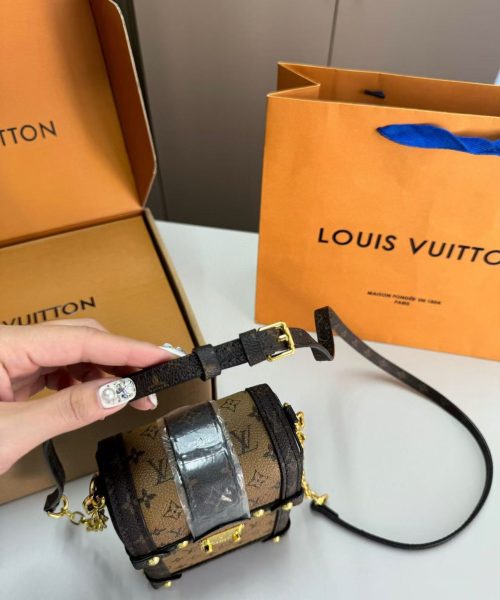 1:1 Replica Louis Vuitton LV Pochette Trunk Verticale Monogram Reverse With Monogram Canvas Luxury Bag For Women M67873 - 6.9in/18cm