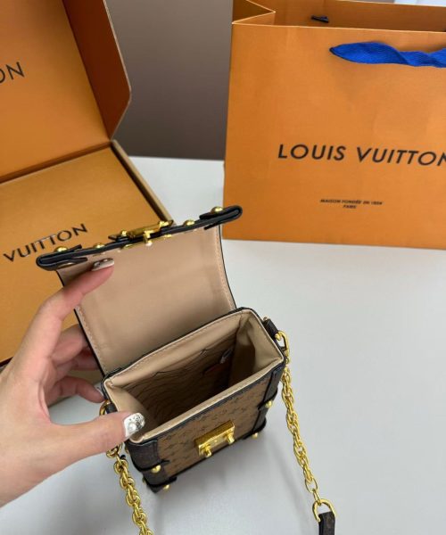 1:1 Replica Louis Vuitton LV Pochette Trunk Verticale Monogram Reverse With Monogram Canvas Luxury Bag For Women M67873 - 6.9in/18cm