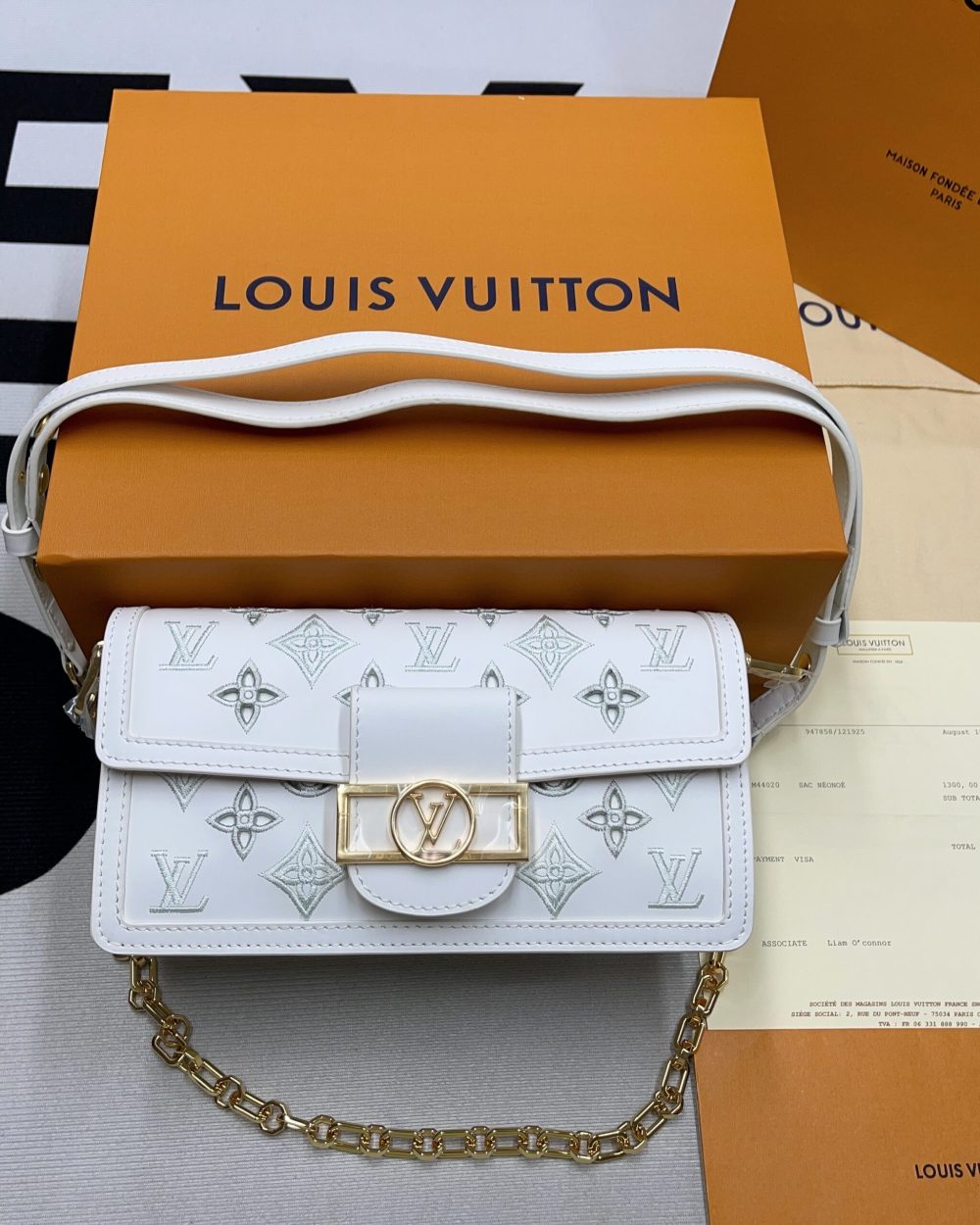 1:1 Replica Louis Vuitton LV Dauphine East West White Luxury Bag For Women M20739 -‎ 9.6in/24.5cm