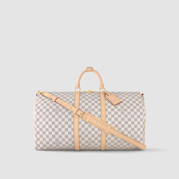 1:1 Replica Louis Vuitton LV Keepall Bandouliere 55 Damier Azur Canvas Luxury Bag For Women N41429 - 21.7in/55cm