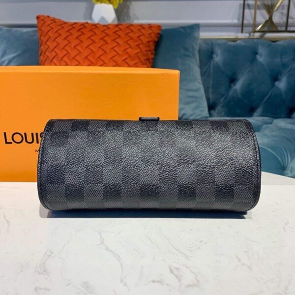 1:1 Replica Louis Vuitton LV 3 Watch Case Damier Graphite Canvas Unique Bag For Men N41137 - 7.9in/20cm