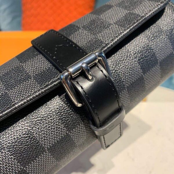 1:1 Replica Louis Vuitton LV 3 Watch Case Damier Graphite Canvas Unique Bag For Men N41137 - 7.9in/20cm