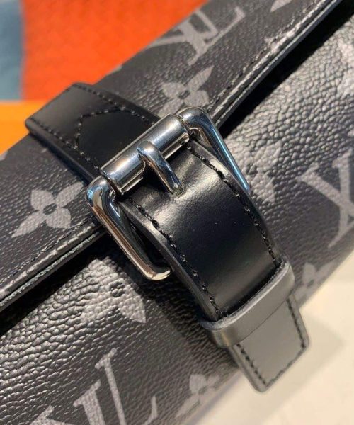 1:1 Replica Louis Vuitton LV 3 Watch Case Monogram Eclipse Canvas Unique Bag For Men M43385 - 7.9in/20cm