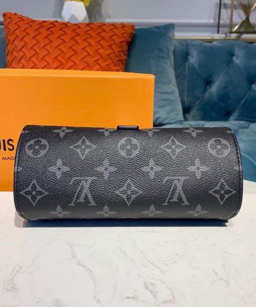 1:1 Replica Louis Vuitton LV 3 Watch Case Monogram Eclipse Canvas Unique Bag For Men M43385 - 7.9in/20cm