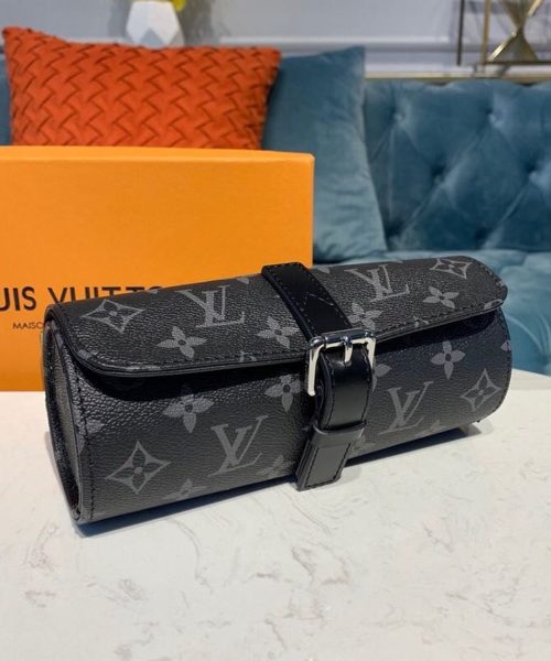 1:1 Replica Louis Vuitton LV 3 Watch Case Monogram Eclipse Canvas Unique Bag For Men M43385 - 7.9in/20cm