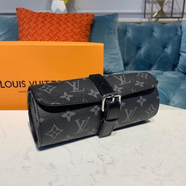 1:1 Replica Louis Vuitton LV 3 Watch Case Monogram Eclipse Canvas Unique Bag For Men M43385 - 7.9in/20cm