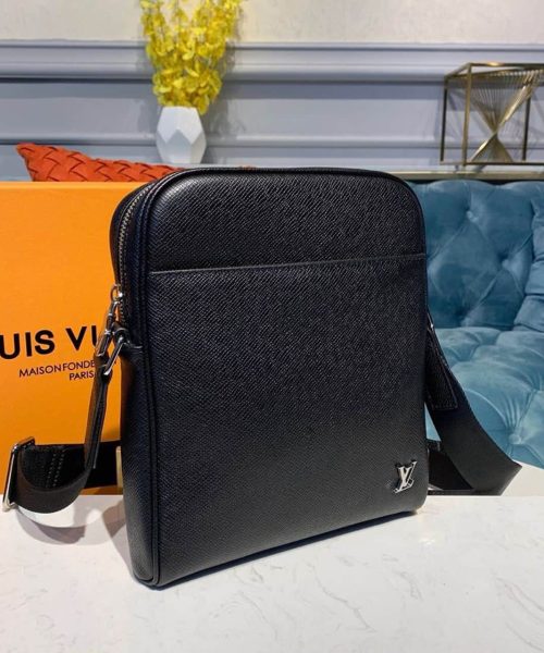 1:1 Replica Louis Vuitton LV Alex Messenger BB Taiga Black Unique Bag For Men M30265 - 9.8in/ 25cm