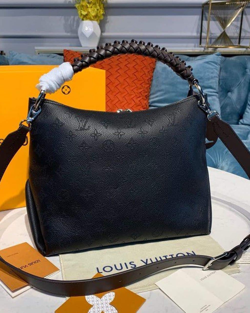 1:1 Replica Louis Vuitton LV Beaubourg Hobo MM Black Luxury Bag For Women M56073 - 12.6in/32cm