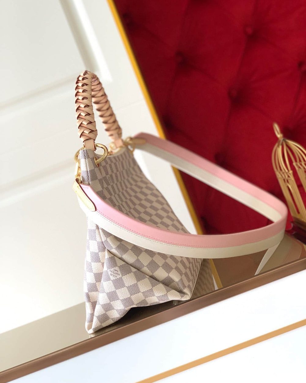 1:1 Replica Louis Vuitton LV Beaubourg Hobo MM Damier Azur Canvas Luxury Bag For Women N40343 - 12.6in/32cm