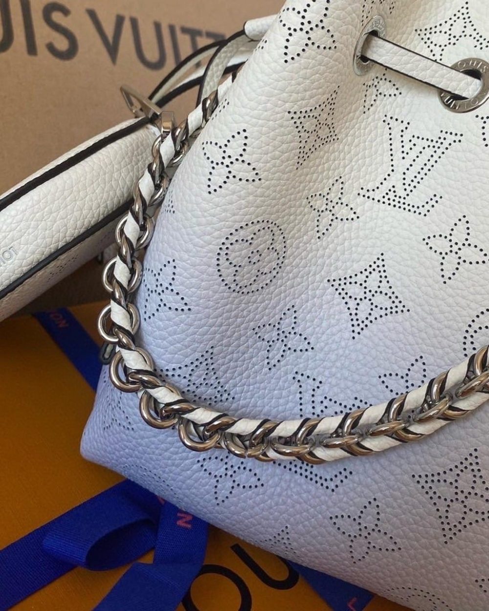 1:1 Replica Louis Vuitton LV Bella Bucket Bag Light Blue Luxury Bag For Women M57856 - 7.5in/19cm