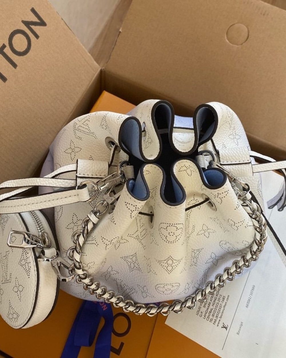 1:1 Replica Louis Vuitton LV Bella Bucket Bag Light Blue Luxury Bag For Women M57856 - 7.5in/19cm