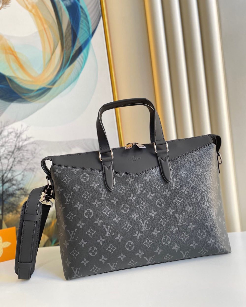 1:1 Replica Louis Vuitton LV Briefcase Explorer Monogram Eclipse Canvas Unique Bag For Men M40566 - 15.4in/39cm