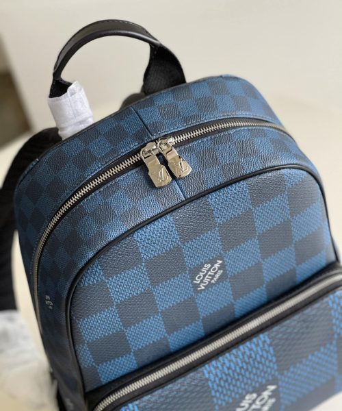1:1 Replica Louis Vuitton LV Campus Backpack Damier Graphite 3D Canvas Blue Unique Bag For Men N50008 - 39cm